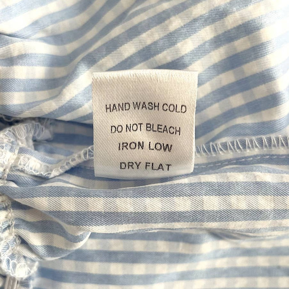 Mable Smocked Plaid Mini Dress S Blue Ruffled Cut-Out Tie Front Checker Coquette - Picture 8 of 9